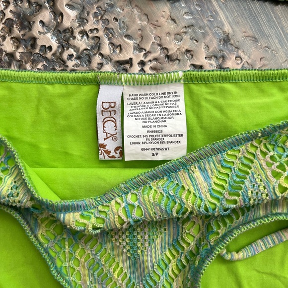 Becca triangle top size D bikini Emily side tie hipster size small *green* - Picture 3 of 12